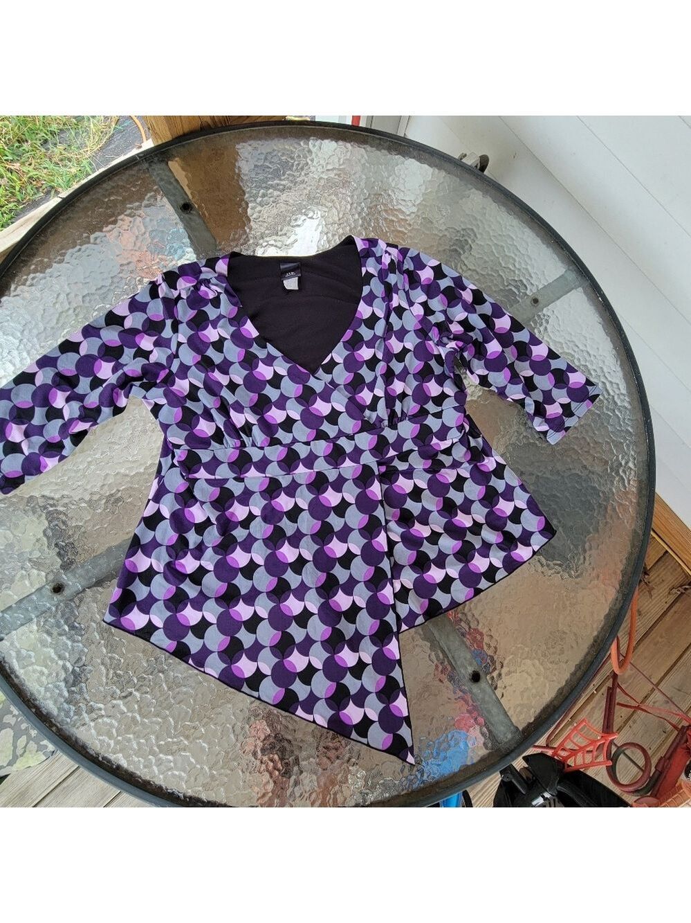J.T.B. Size 1X Chic Purple Patterned Women's Blouse